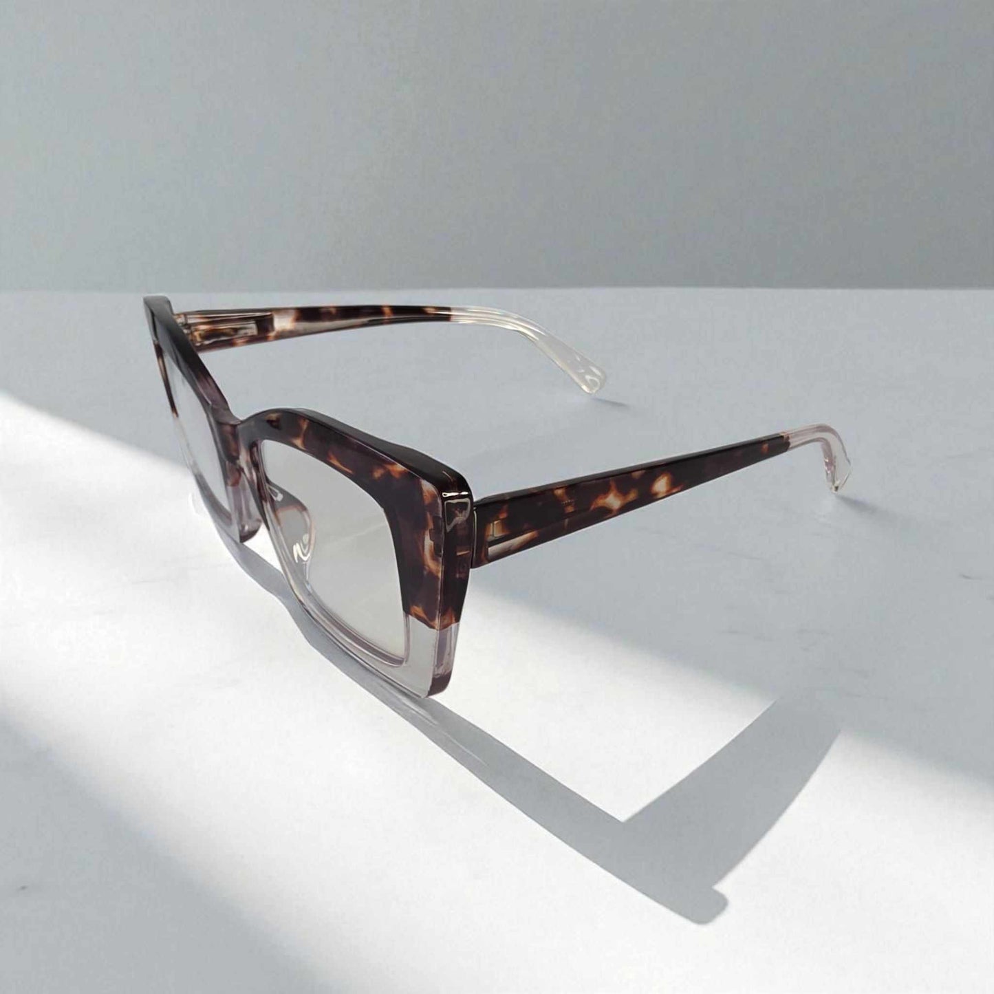 Crystal Clear Tortoiseshell Reading Glasses crystal clear tortoiseshell reading glasses with blue light filter and rectangular frames