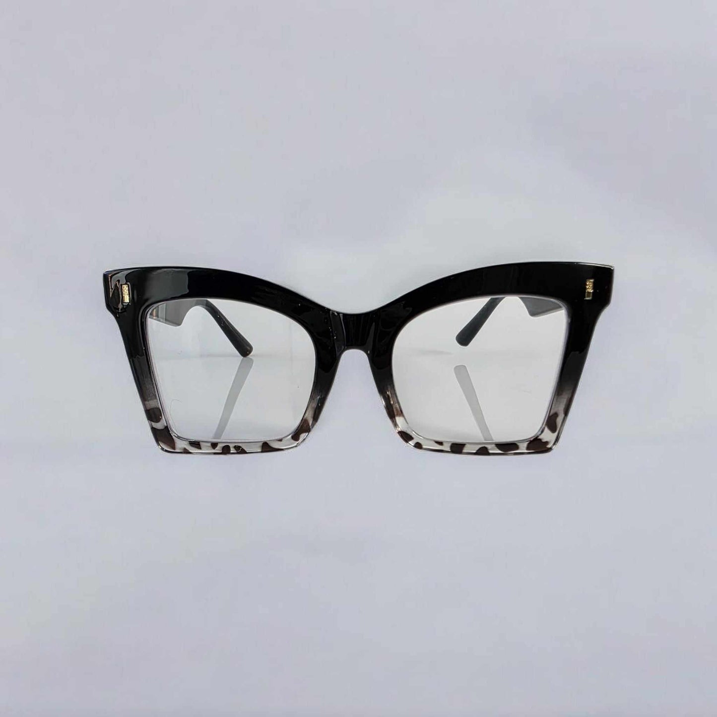 Animal print black crystal reading glasses with blue light filter and square frames