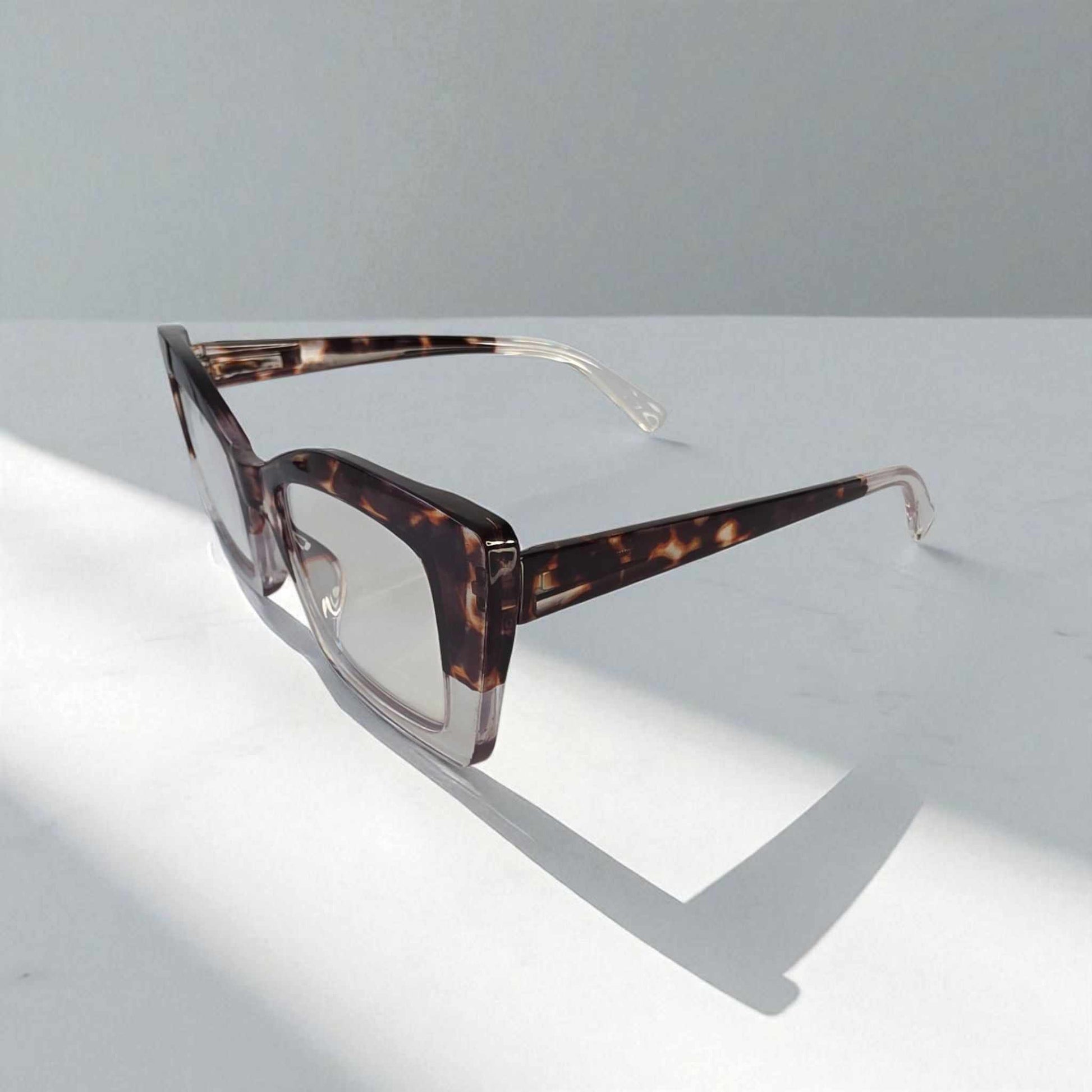 Crystal Clear Tortoiseshell Reading Glasses crystal clear tortoiseshell reading glasses with blue light filter and rectangular frames