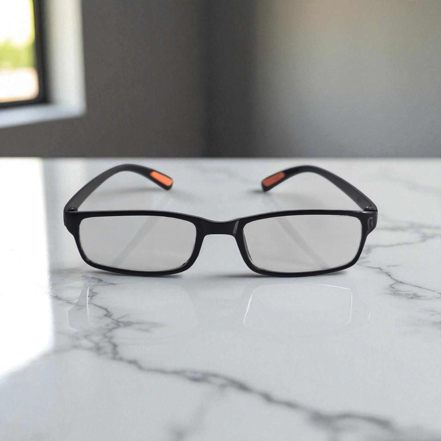 Mens Basic Sturdy Reading Glasses with blue light filter and durable black frame for men