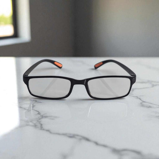 Mens Basic Sturdy Reading Glasses with blue light filter and durable black frame for men