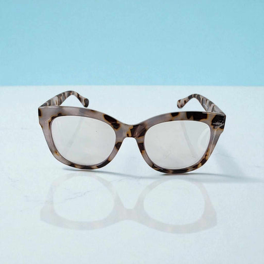 Creamy Ivory Tortoiseshell cat eye reading glasses with blue light filter and bold frame design